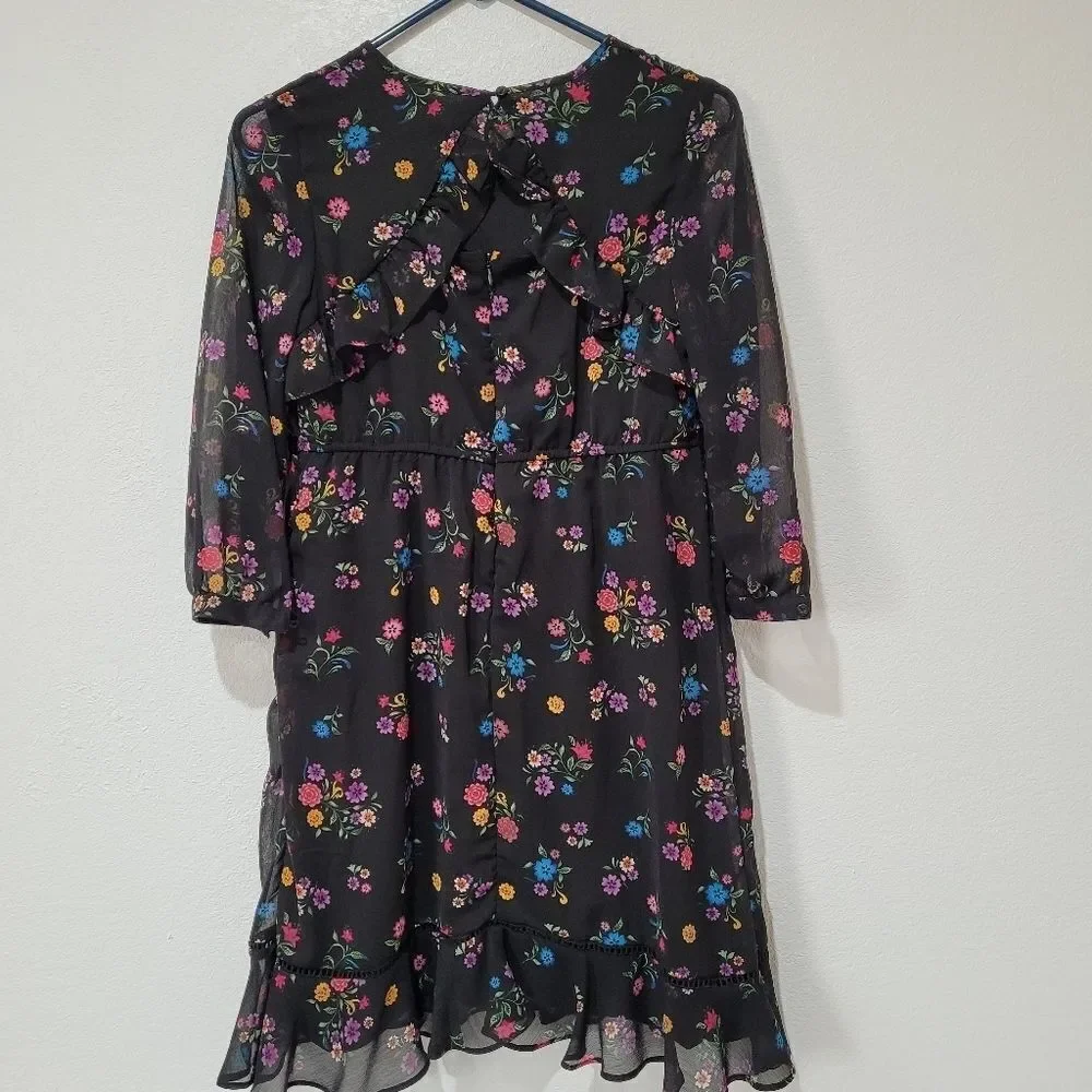 D-Signed girls‎ black floral coco ruffle dress size L(14/16)